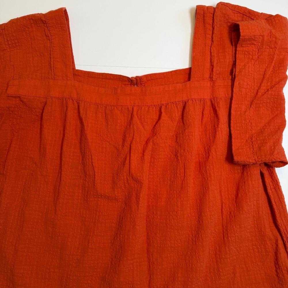 Madewell Crimson-Orange Square Neck Blouse